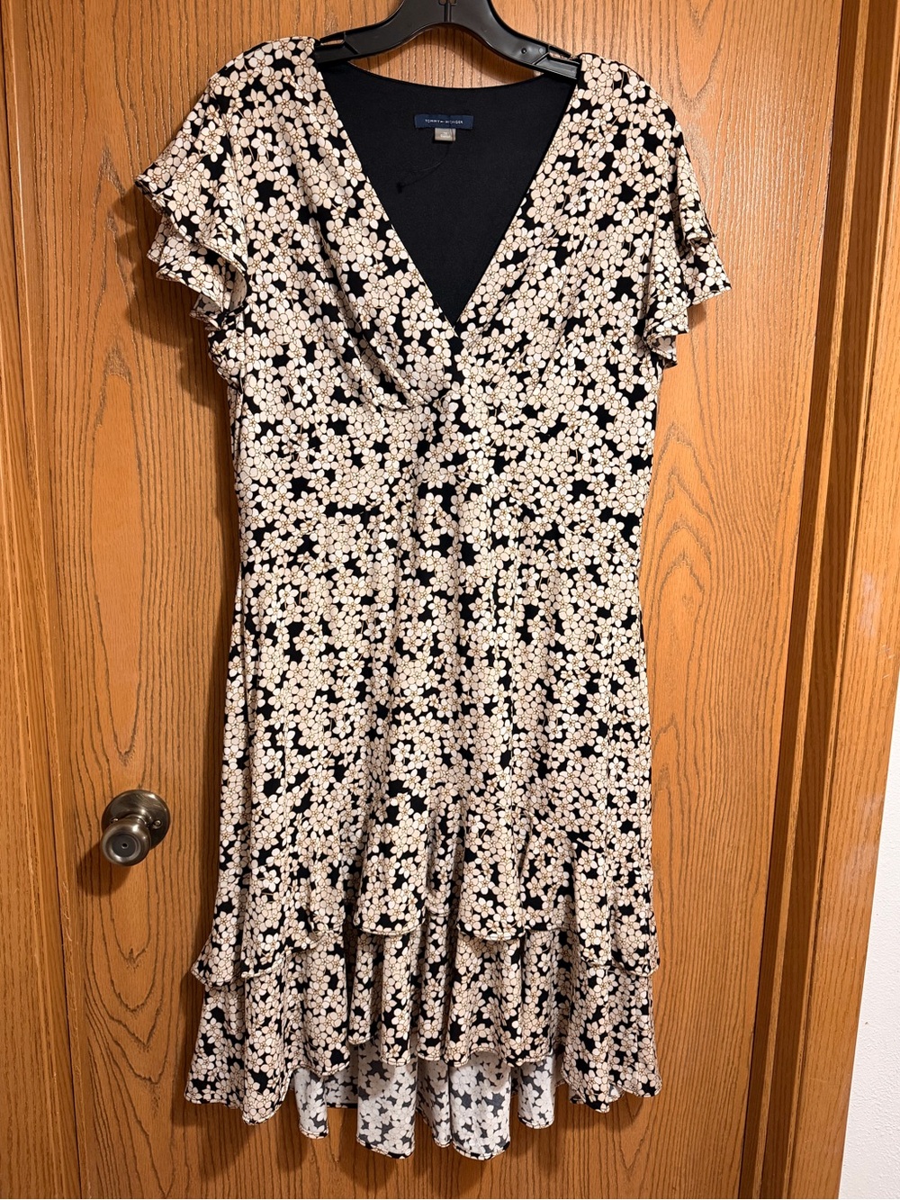 NWOT Tommy Hilfiger Black Dress with Cream Floral Print